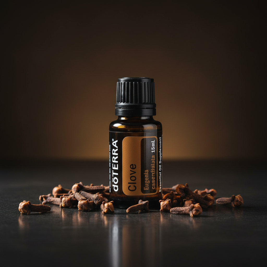 doTERRA Clove Oil moody dark background