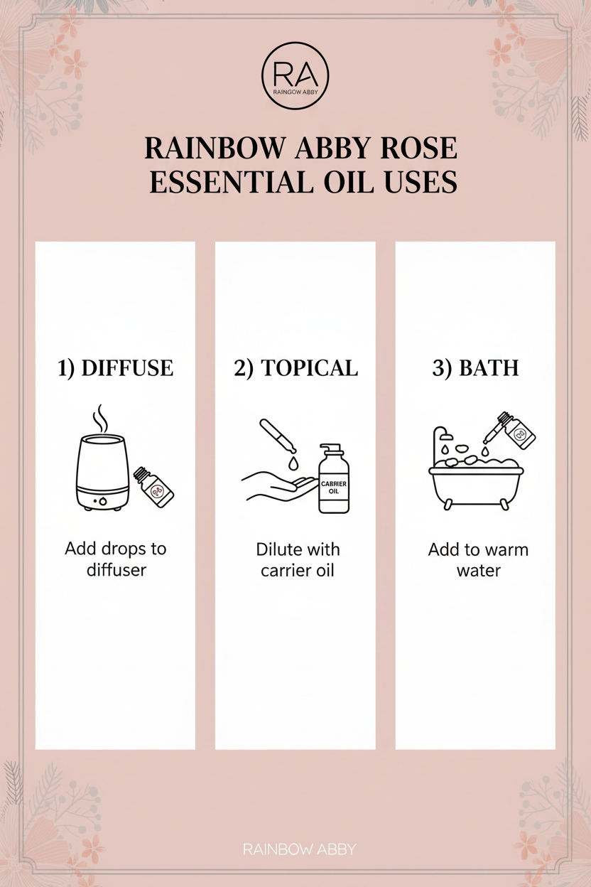 How to use Rose Essential Oil infographic