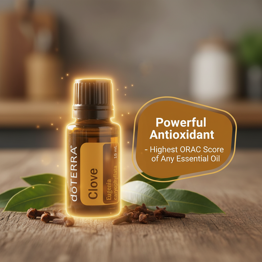 doTERRA Clove Essential Oil powerful antioxidant infographic - highest ORAC score
