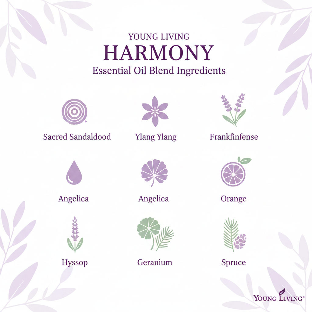 Young Living Harmony essential oil ingredients infographic