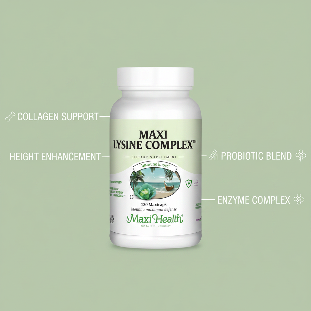 Maxi Lysine Complex benefits - collagen support height enhancement probiotic enzyme complex