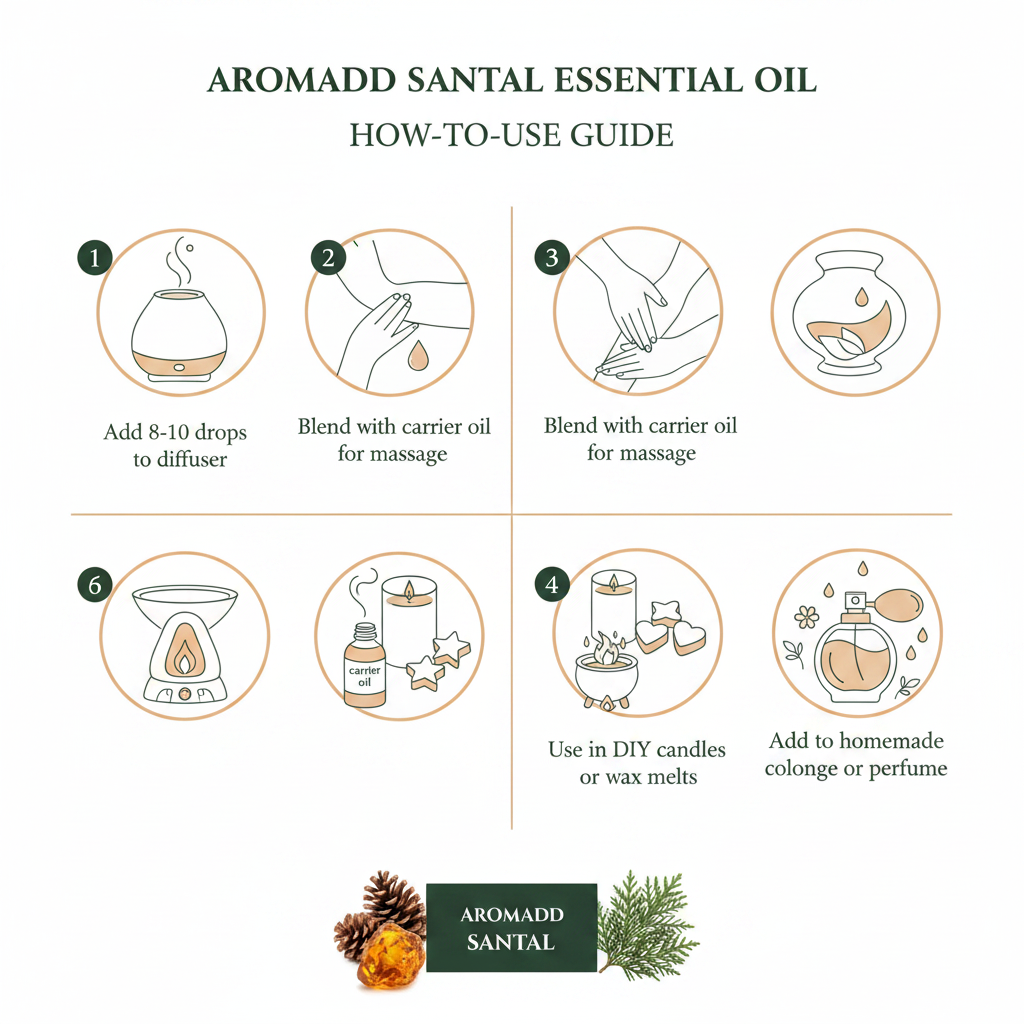 How-to-use infographic — 4 ways to use Santal Essential Oil