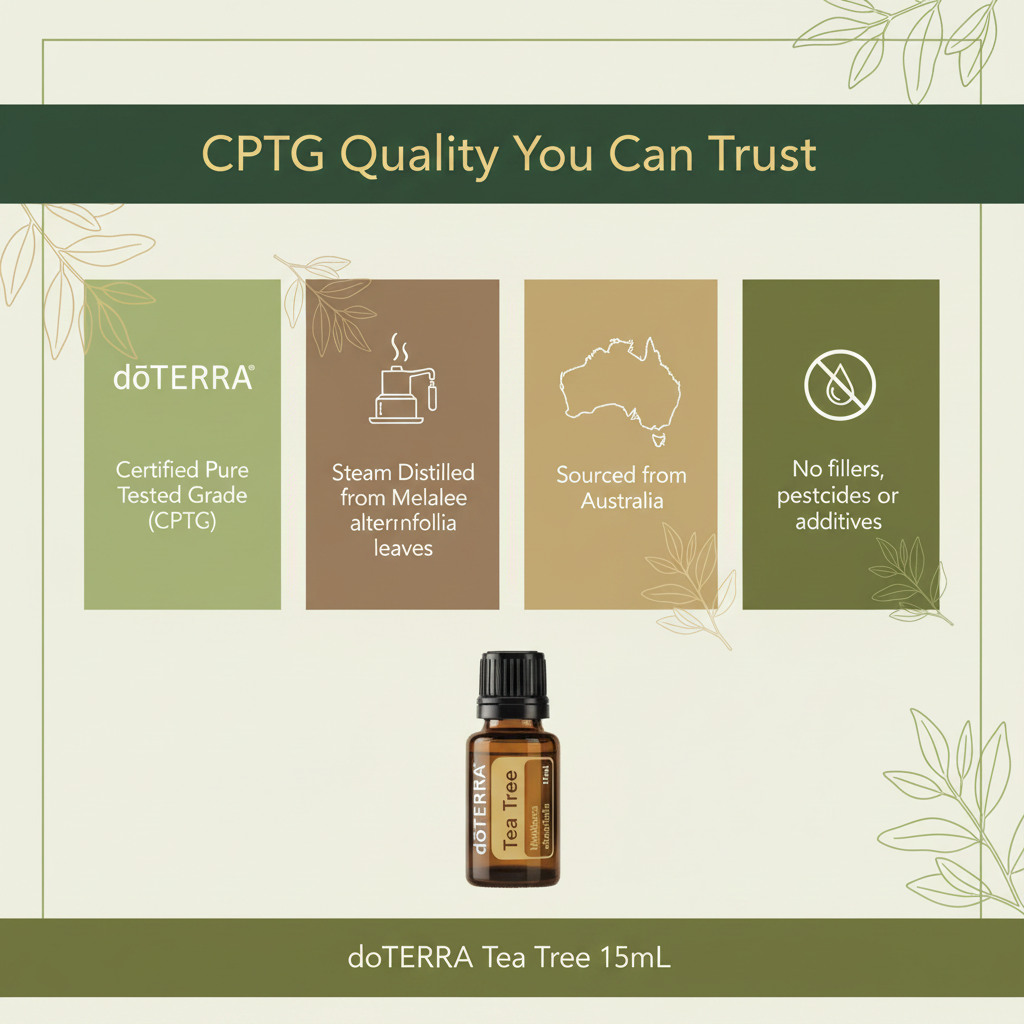 doTERRA Tea Tree Essential Oil CPTG quality infographic