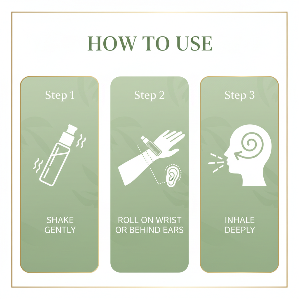 How to use VertigoX aromatherapy roll-on infographic