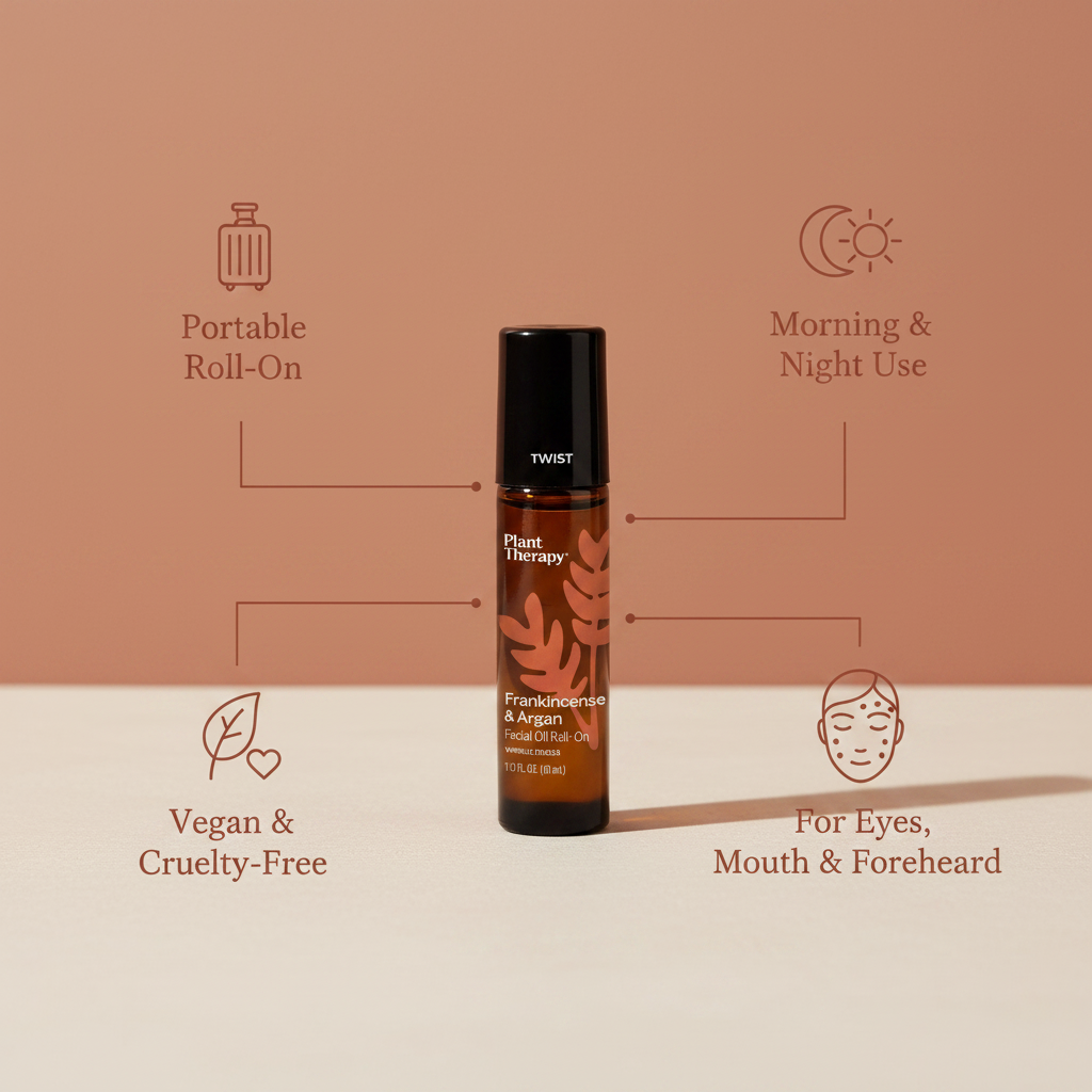 Frankincense & Argan facial oil features infographic