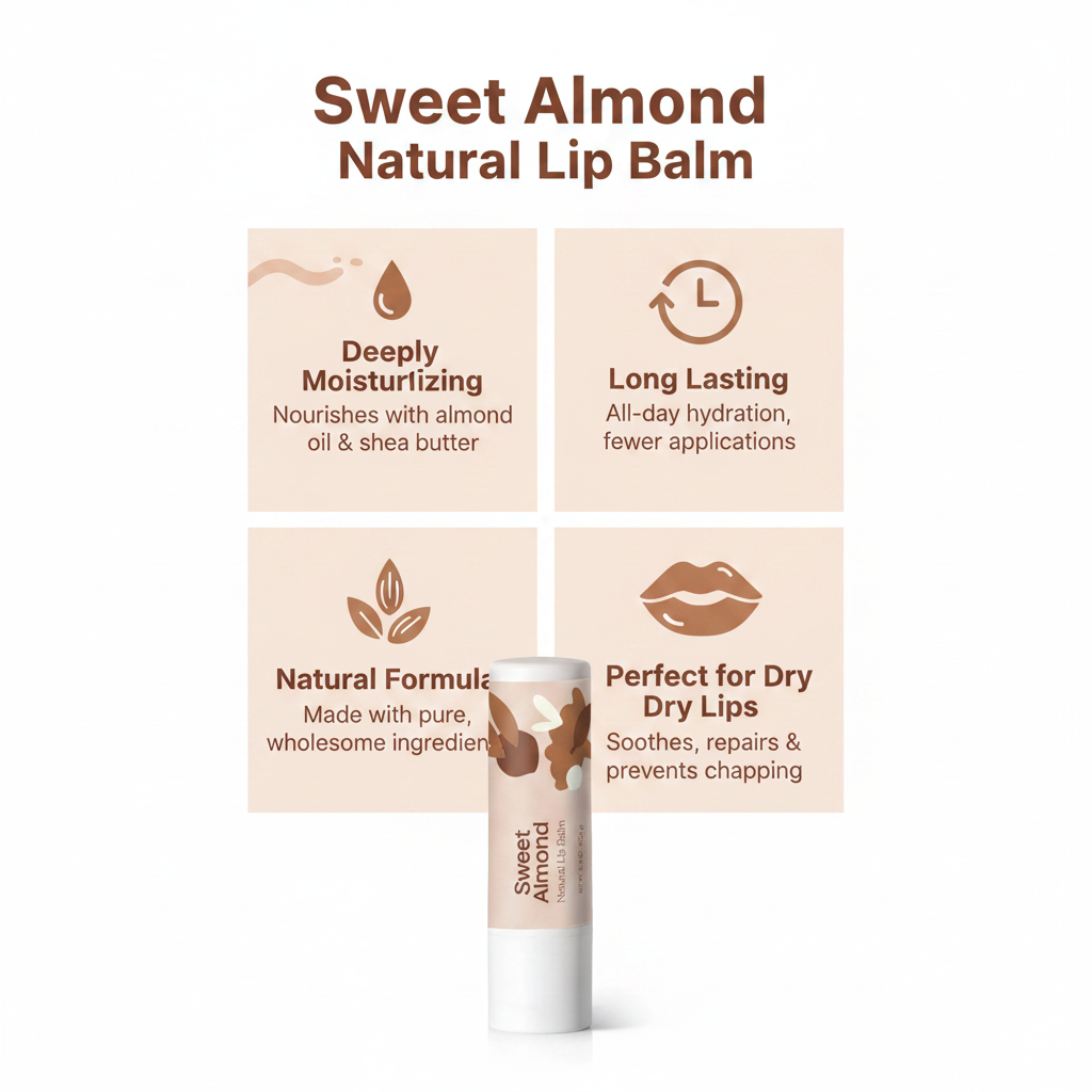 Sweet Almond Natural Lip Balm why choose infographic