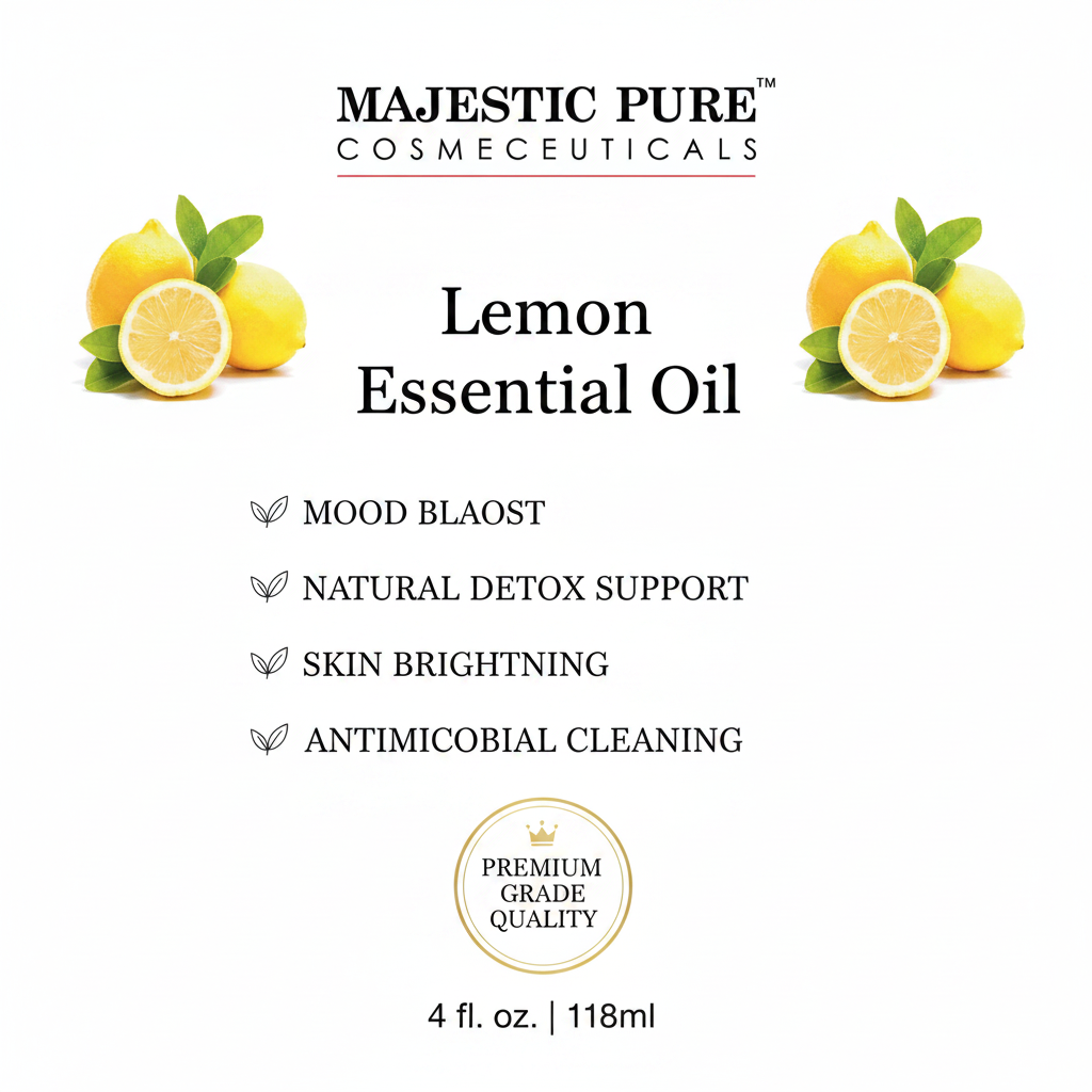 Majestic Pure Lemon Essential Oil – Benefits Infographic