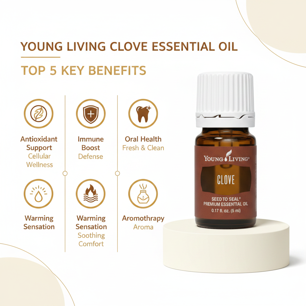 Clove Essential Oil key benefits infographic