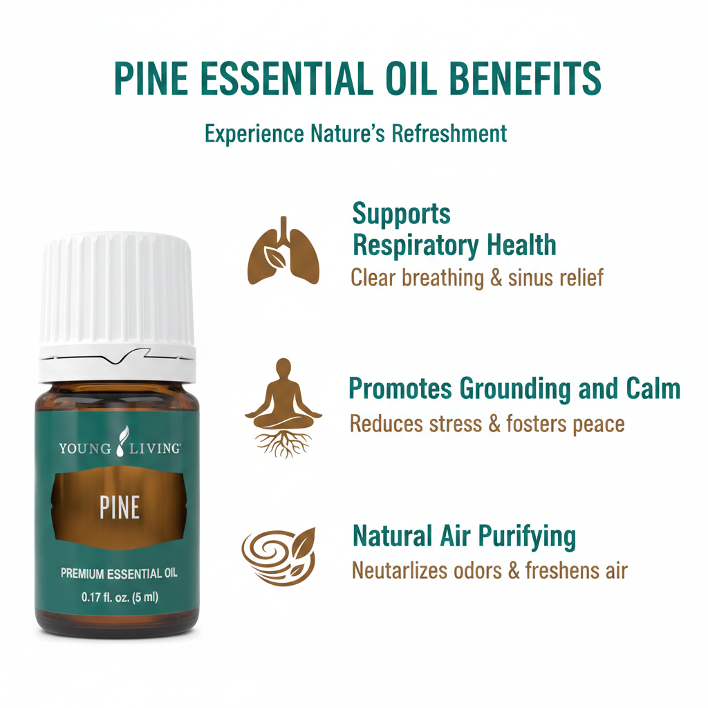 Pine Essential Oil key benefits infographic