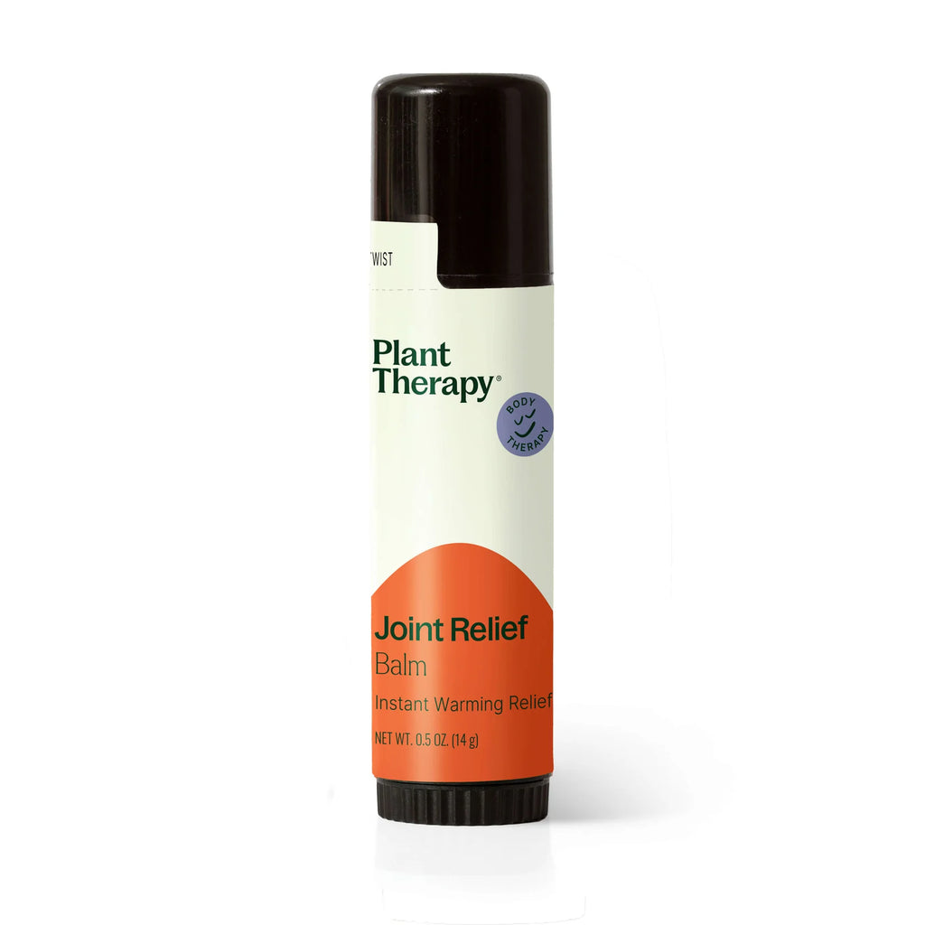 Plant Therapy Joint Relief Balm 0.5oz twist-up stick with cream and orange label