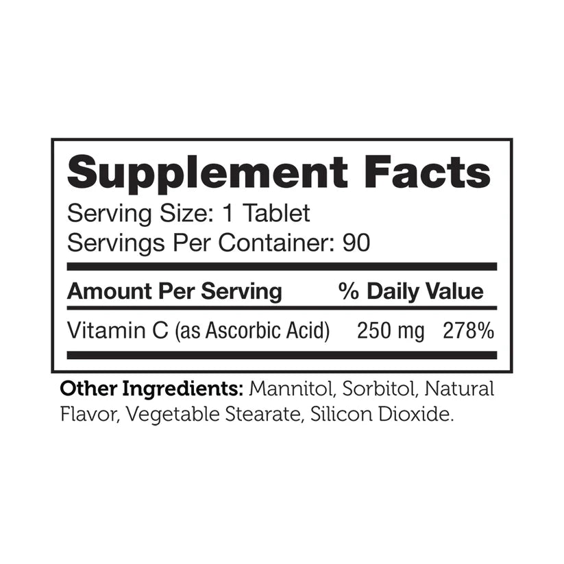 Zahler Junior C™ – Children’s Chewable Vitamin C 250mg | Immune System Support | 90 Chewable Tablets