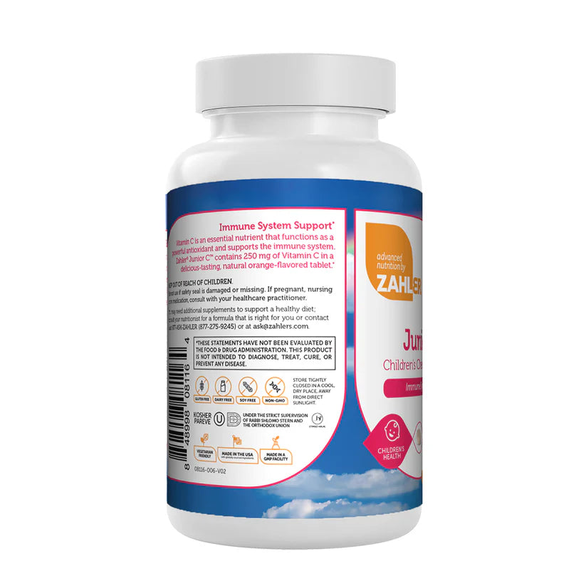 Zahler Junior C™ – Children’s Chewable Vitamin C 250mg | Immune System Support | 90 Chewable Tablets