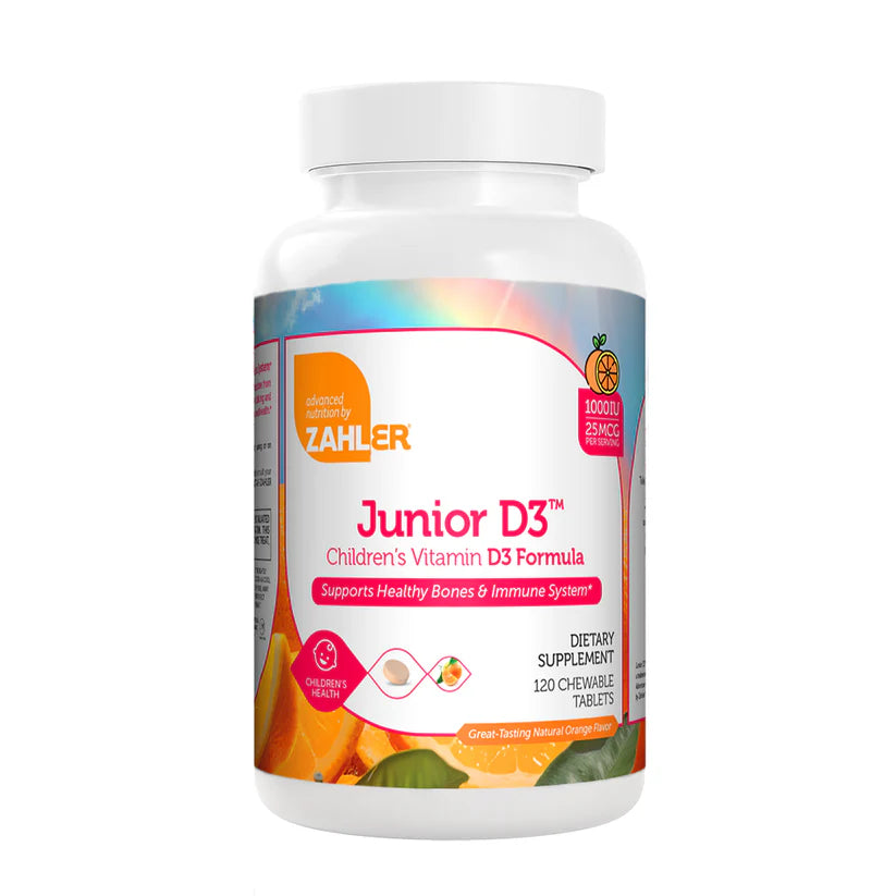 Zahler Junior D3™ – Children’s Vitamin D3 Formula 1000IU | Supports Healthy Bones & Immune System | 120 Chewable Tablets
