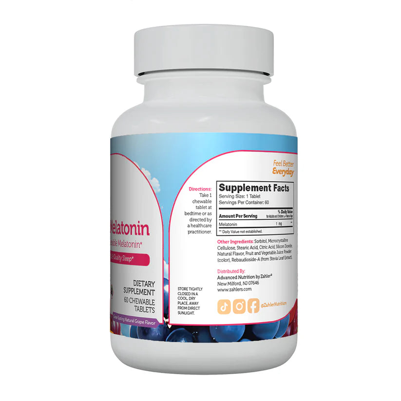 Zahler Junior Melatonin™ – Children’s Chewable Melatonin | Supports Restful & Quality Sleep | 60 Chewable Tablets