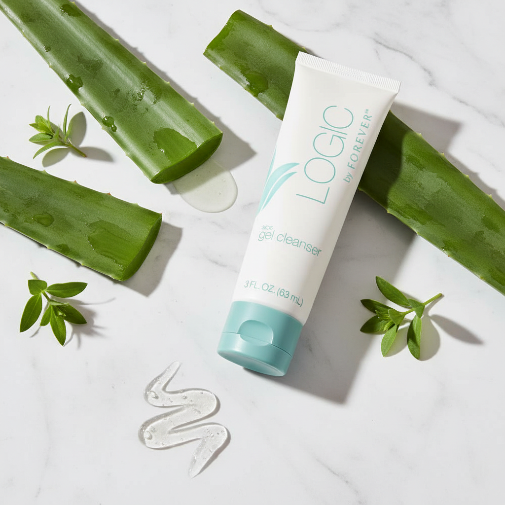 Marble with aloe leaves & gel
