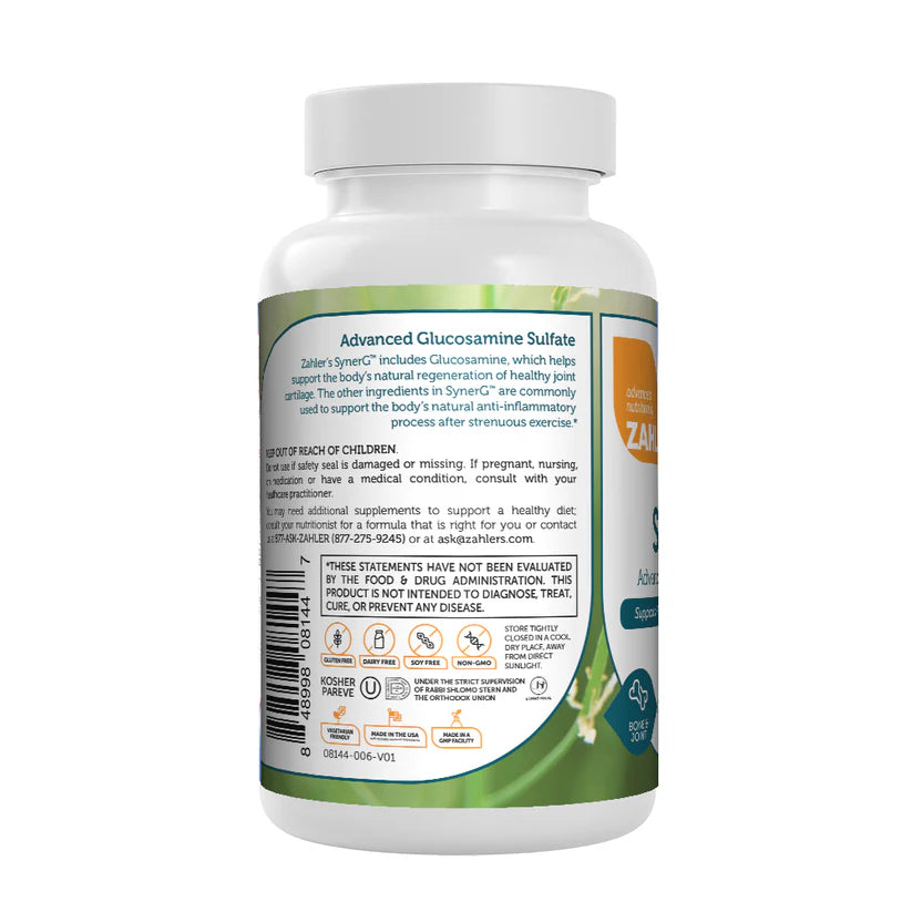 Zahler SynerG™ – Advanced Glucosamine Sulfate | Supports Healthy Joint Cartilage Regeneration | 120 Capsules