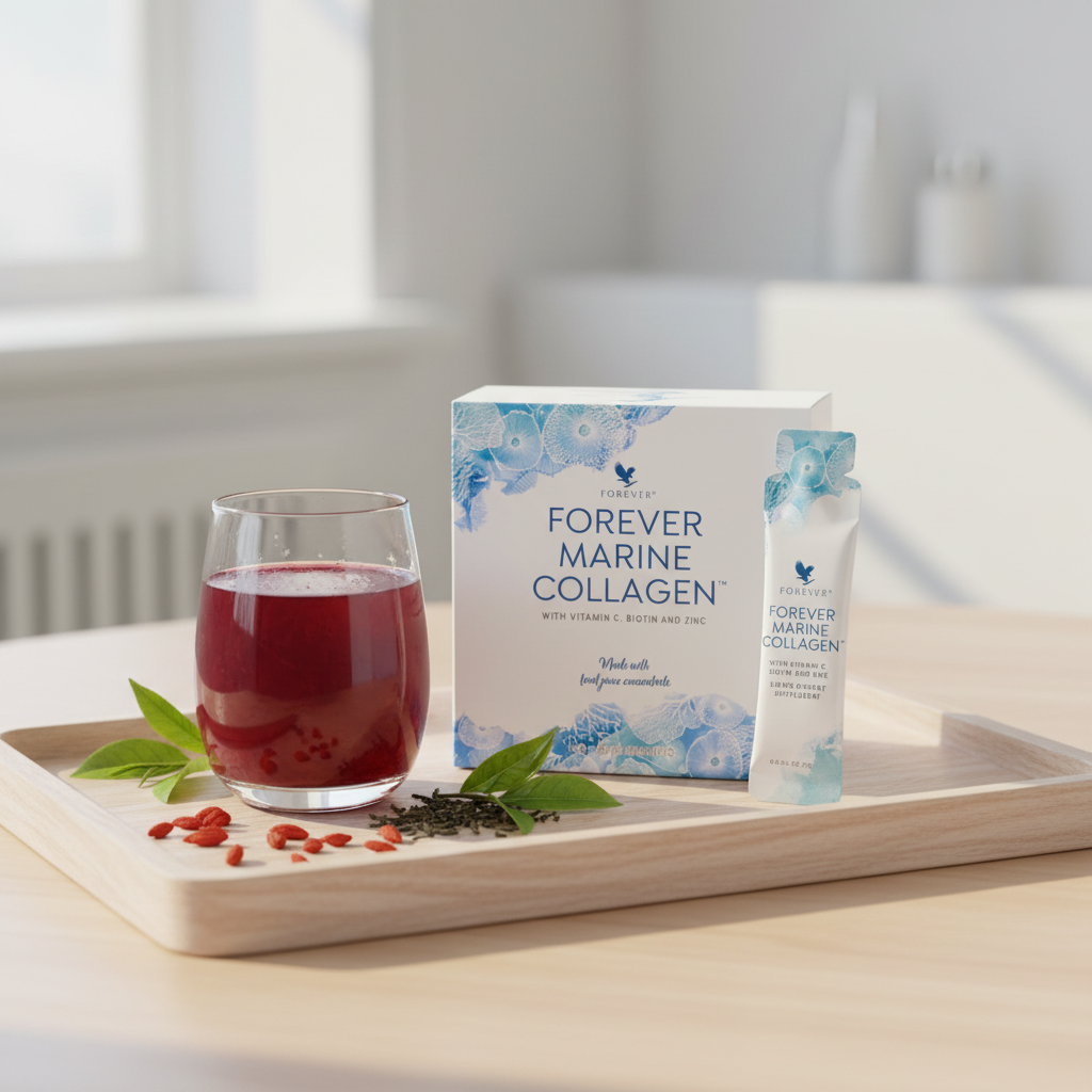 Vanity tray with berry drink