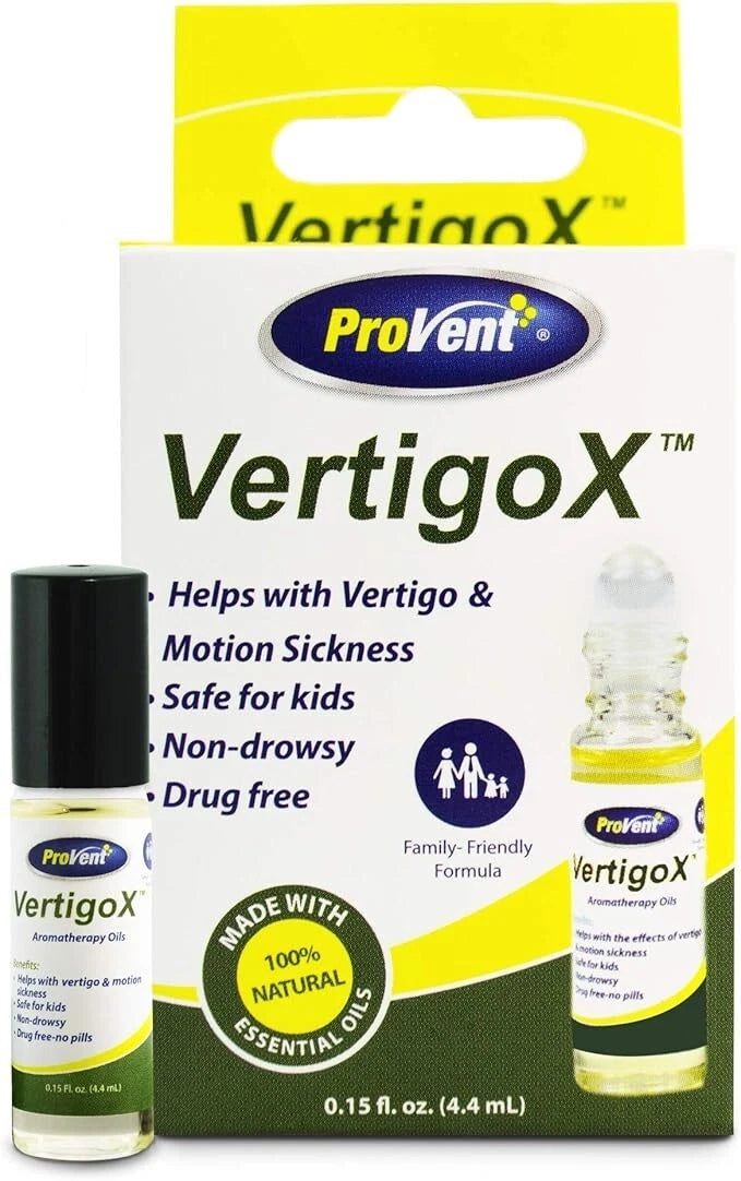 ProVent VertigoX aromatherapy roll-on bottle and box packaging