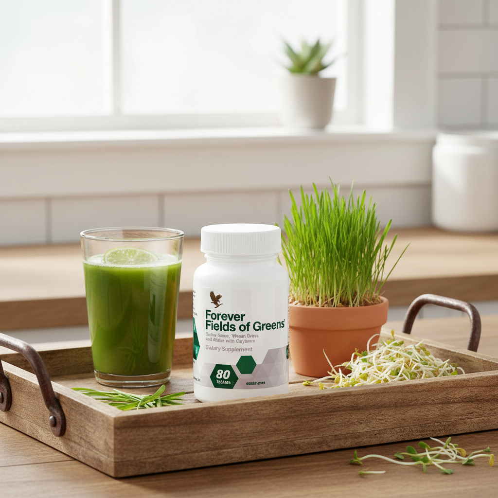Wooden tray with green juice